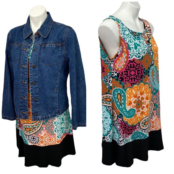 Caslon Dress Jacket Womens PL Lot Sleeveless Paisley Work Office Funky Cottage - Picture 6 of 12